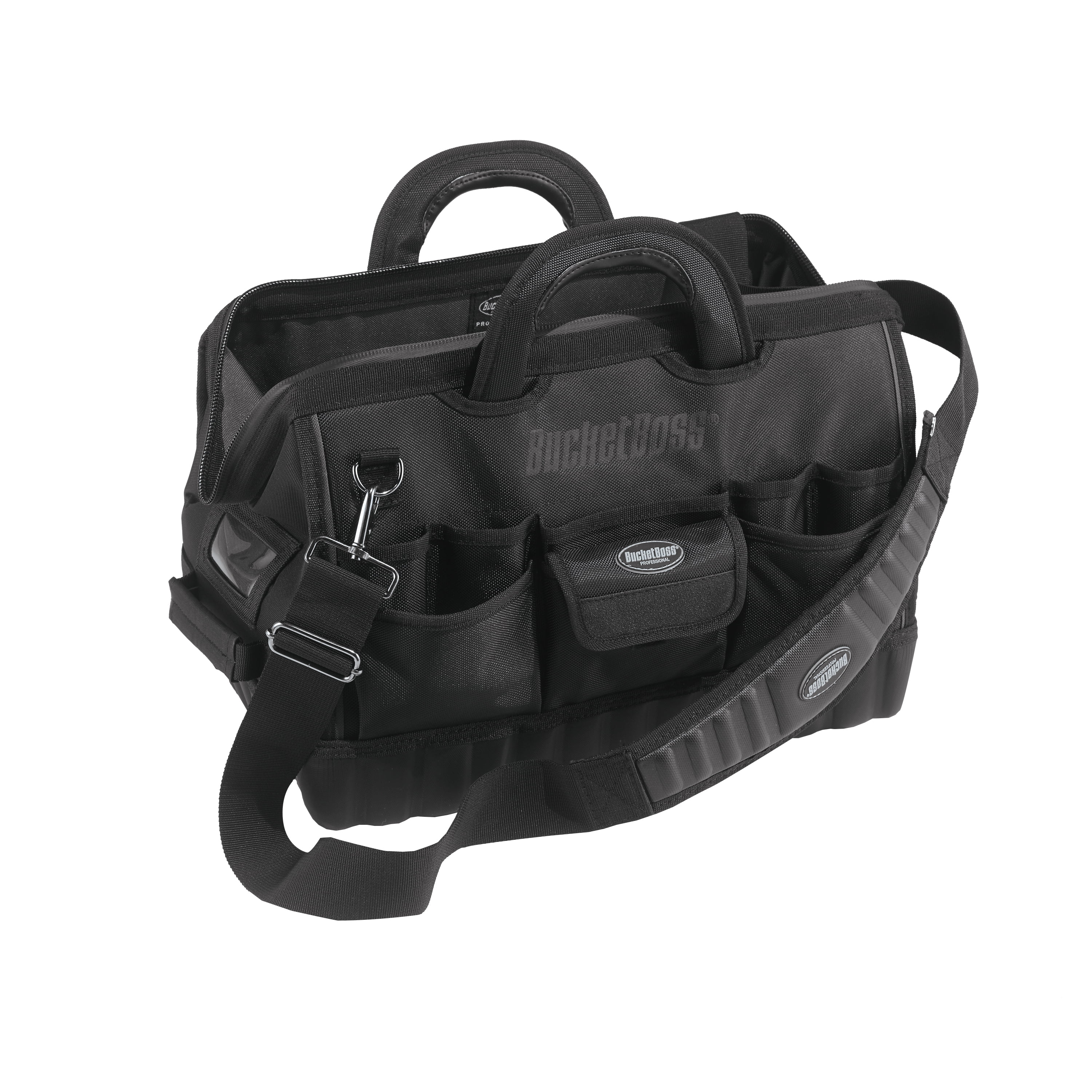 Bucket Boss 18Inch Pro Gatemouth Tool Bag in Black with Adjustable