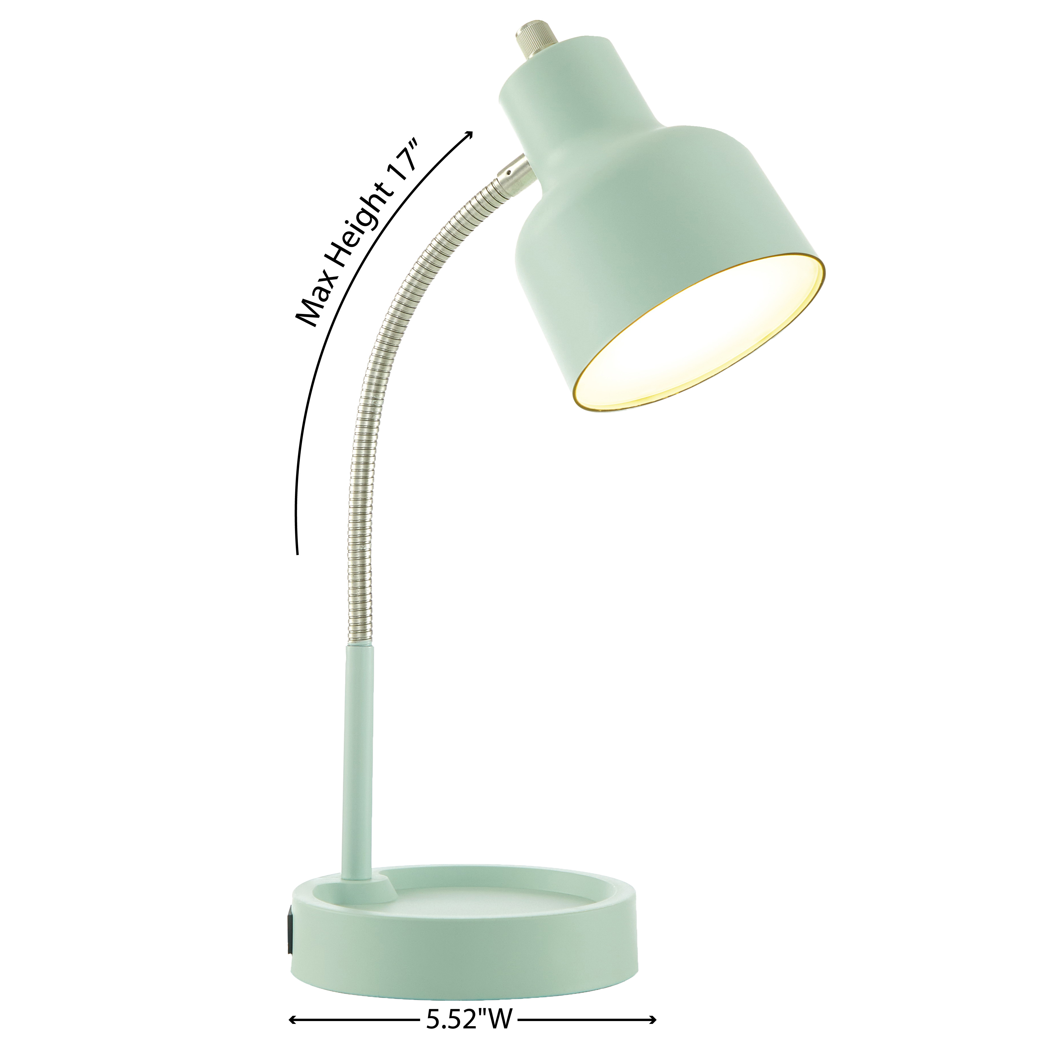Mainstays LED Desk Lamp with Catch-All Base & AC Outlet, Matte Mint Green - image 3 of 11