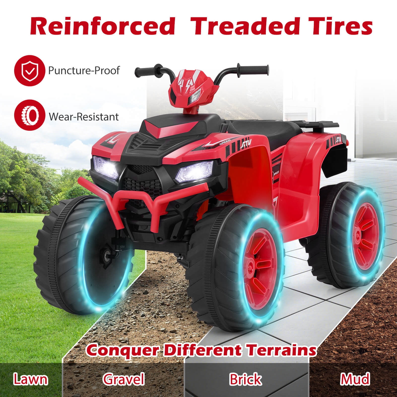 Infans 24V Kids Ride-On Electric ATV 4-Wheeler Quad Car with Wireless Connection