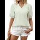 thumbnail image 1 of Blusa de Rayas con Mangas Abullonadas para Mujer, Cuello en V, Corte Holgado, Informal, para Verano, para el Trabajo, Camisa A Rayas Verde XXL, 1 of 8