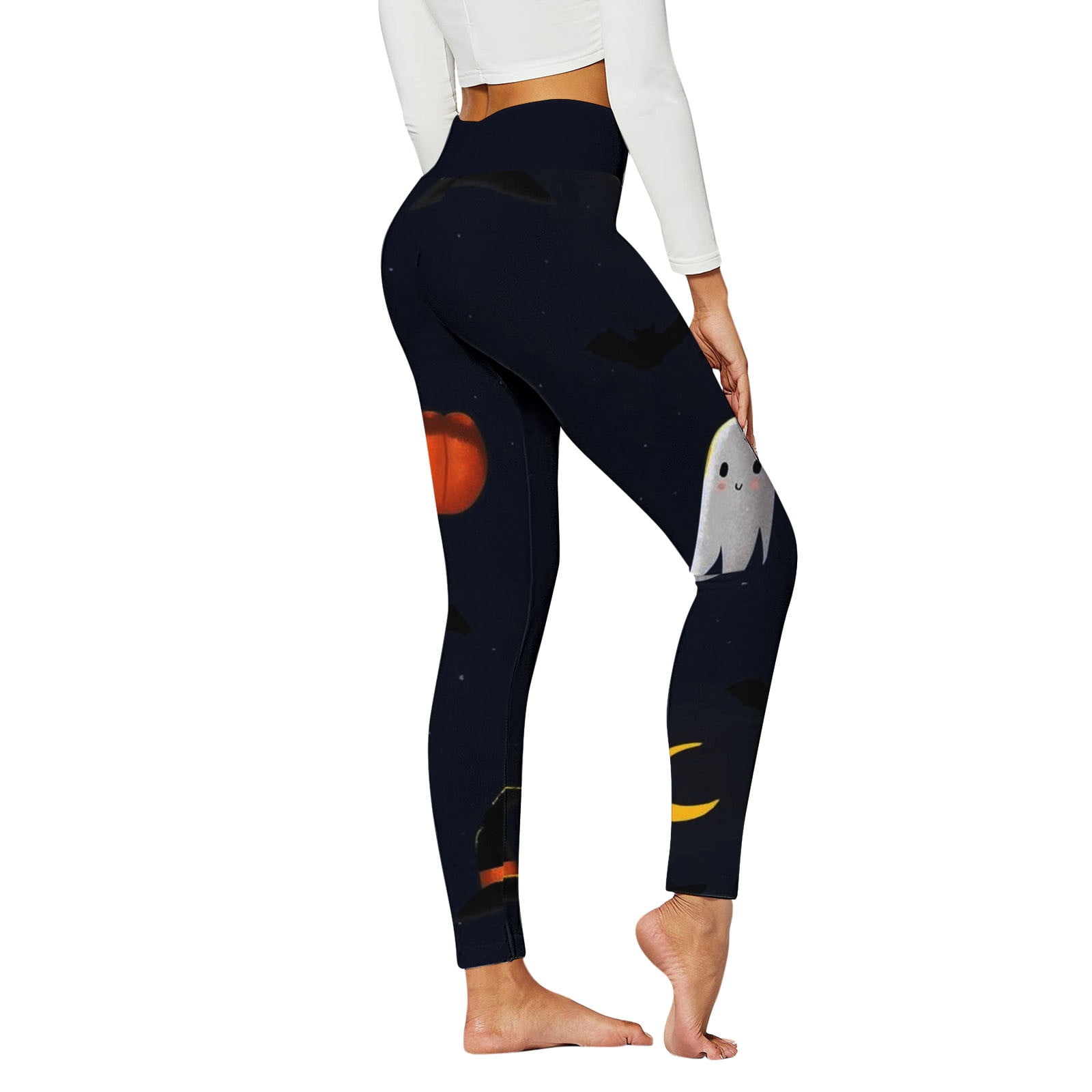 AYA Women Halloween Print For Running Day Control Workout Pants Yoga Running Tummy Leggings Pants