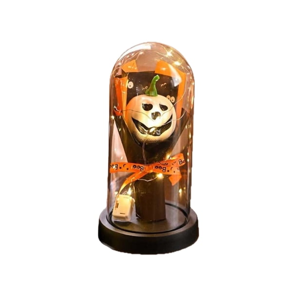 Advancent Ramo de cabeza de calabaza para un toque de espeluznante en la decoración, regalo de Halloween, adorno de escritorio de vidrio Kits de decoración para fiestas Blanco