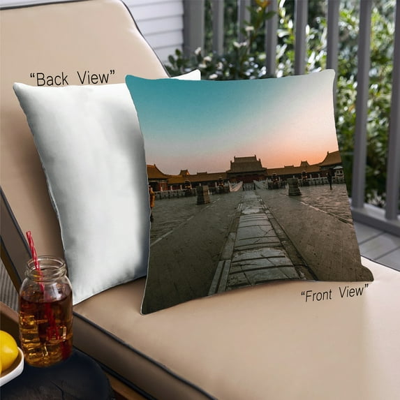 Ahgly Company Sites Forbidden City Outdoor Throw Pillow, 18 inch by 18 inch