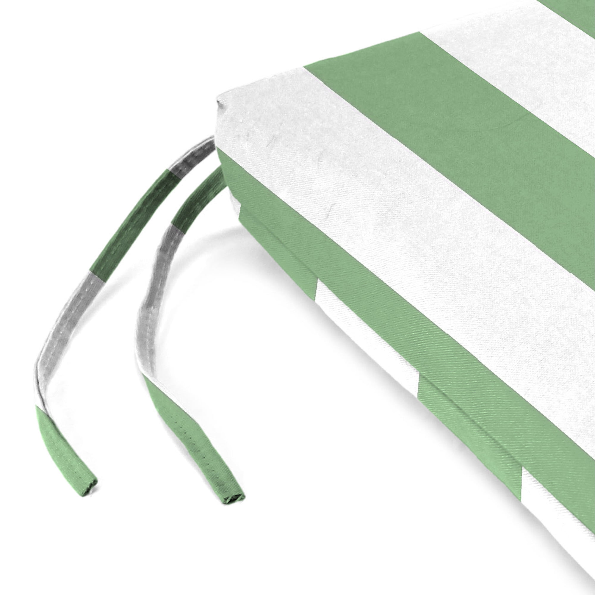 Jordan Manufacturing 17" x 19" Awning Cucumber Green Stripe Rectangular Outdoor Chair Pad Seat Cushion with Ties (2 Pack)