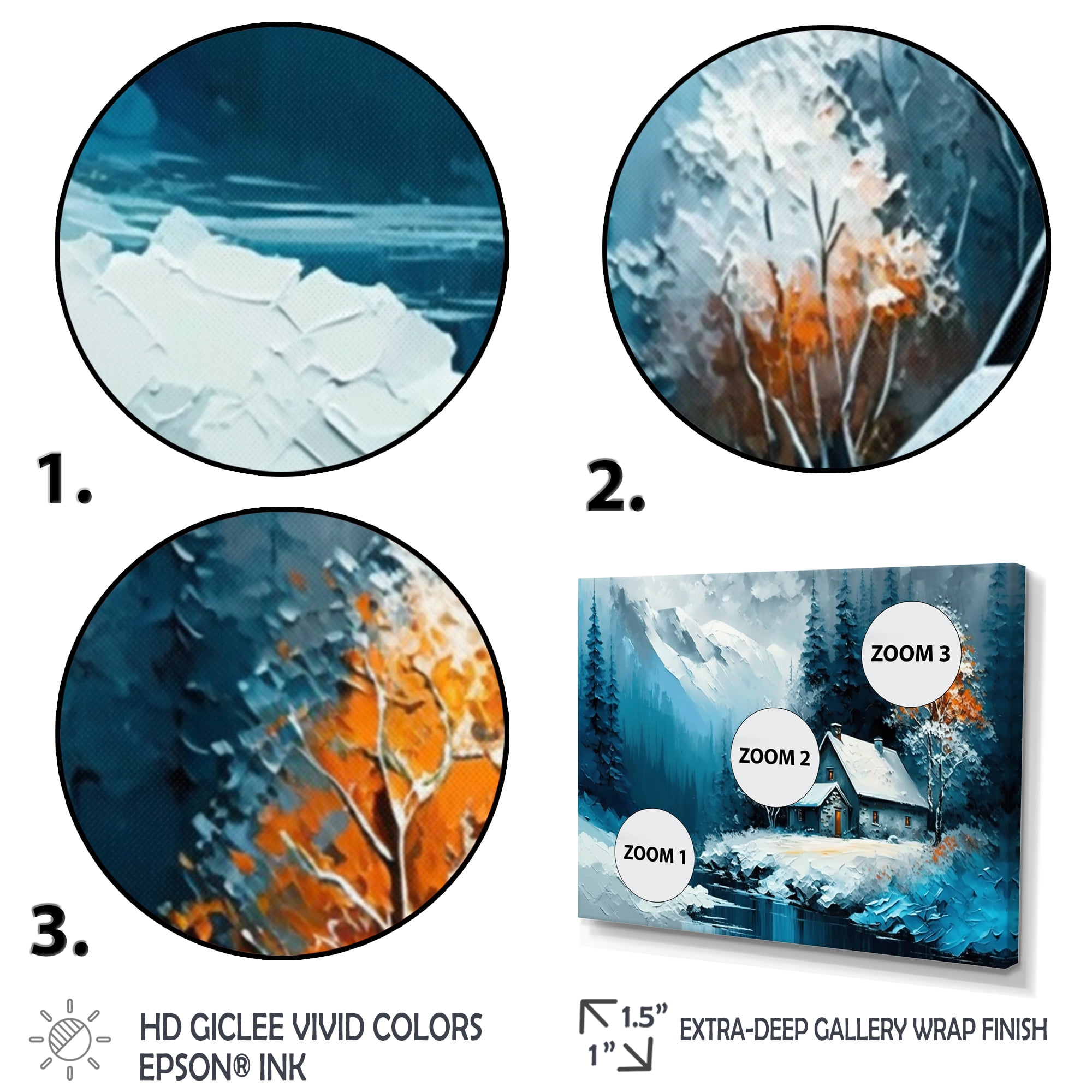 Designart Cabin In The Woods In Winter I Canvas Wall Art