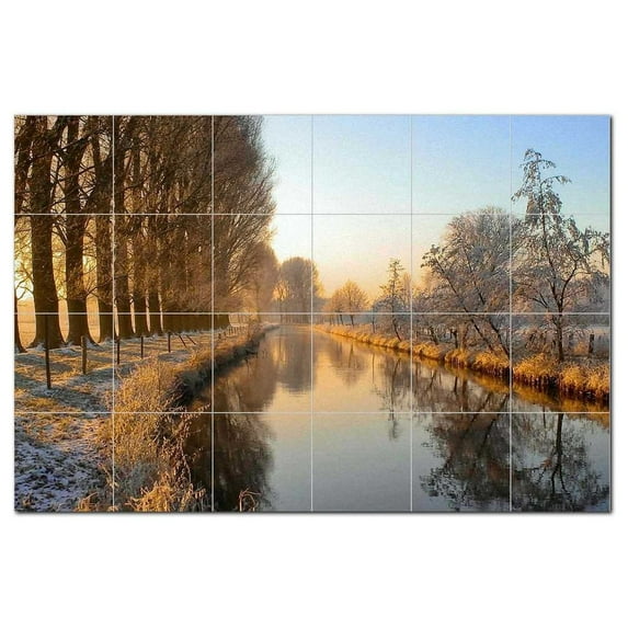Lake River Ceramic Tile Mural Kitchen Backsplash Bathroom Shower, 405369-XL64