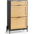 thumbnail image 1 of VEVOR Rattan Shoe Cabinet Shoe Organizer 2 Flip Drawers & 1 Slide Drawer Black, 1 of 9