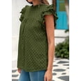 thumbnail image 7 of FreshPretty Casual Summer Tops for Women Short Ruffle Sleeves Shirts Crew Neck Hollow Out Lace Embroidered Blouses, 7 of 7