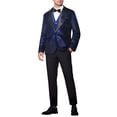 thumbnail image 2 of INSPIRE CHIC Blazers para hombres con lentejuelas brillantes metálicas de argyle y chaquetas de traje a cuadros L Azul, 2 of 5