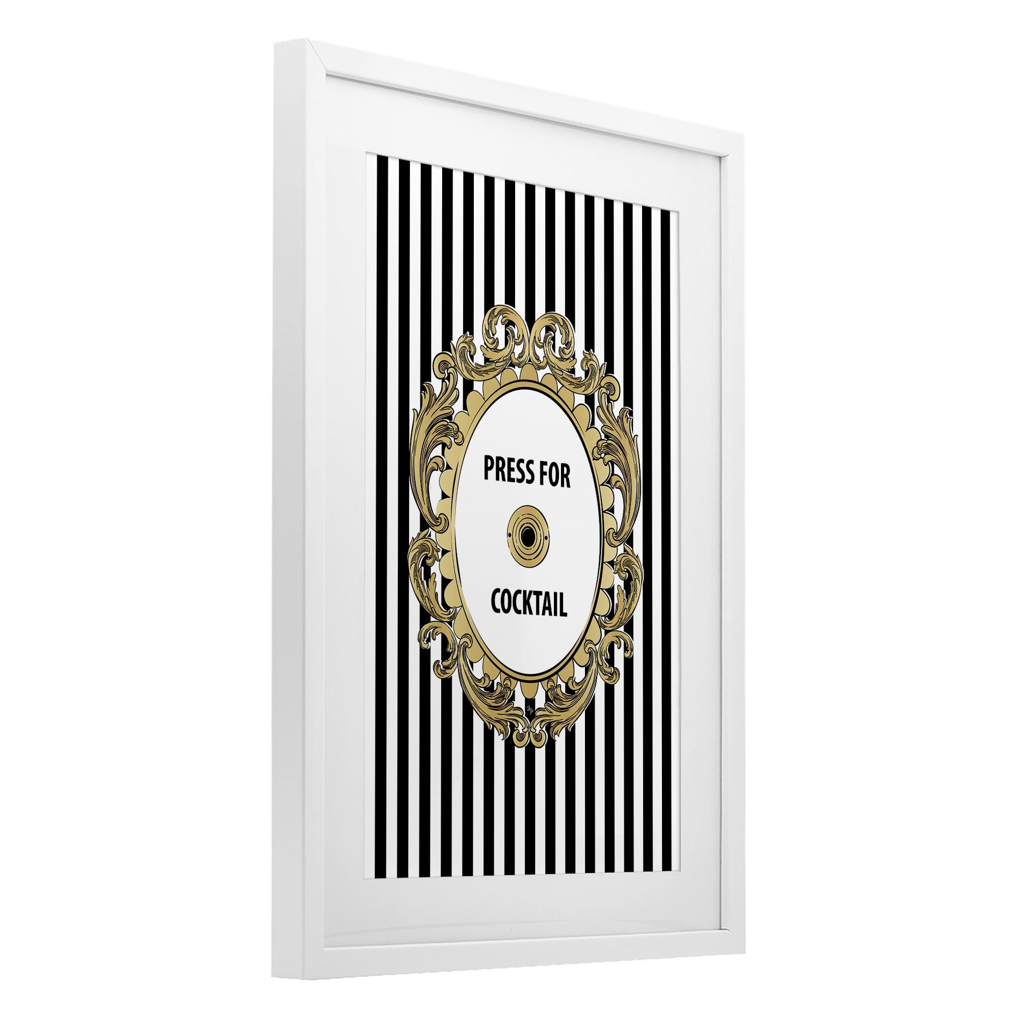 Stupell Industries Press For Cocktail Celebration White Framed Print Under Glass, design by Martina Pavlova