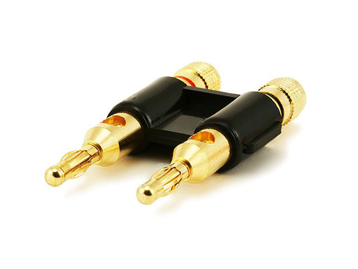 Monoprice Dual HighQuality Gold Plated Speaker Banana Plugs, Black