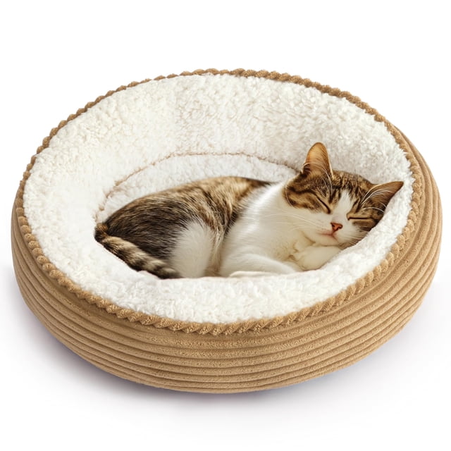 Pet Bed Love's Cabin Round Donut para gatos y perros pequeños, 20 pulgadas