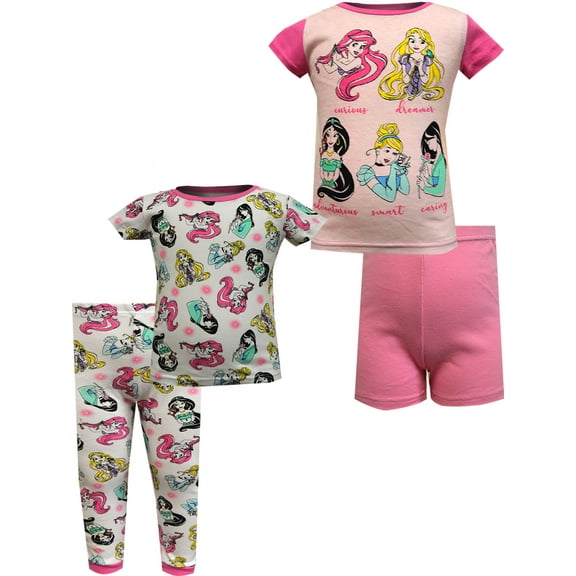 AME Sleepwear Girls Disney Princesses Inspirational 4 Piece Cotton Infant Pajama