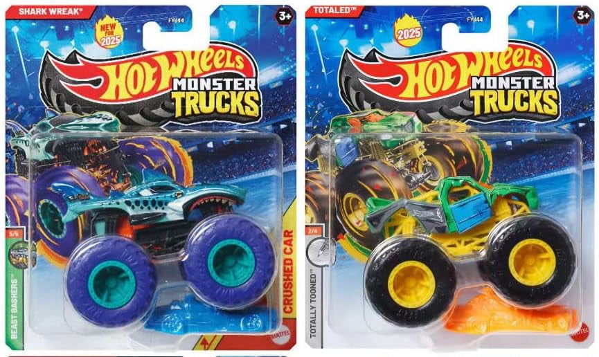 Hot Wheels Monster Trucks Die-Cast Vehicles, 1:64 Scale, Bundle of 8, FYJ44-993E