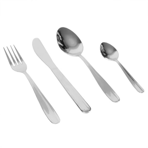 Home Basics Kinsley 16 Piece Stainless Steel Flatware Set, Silver