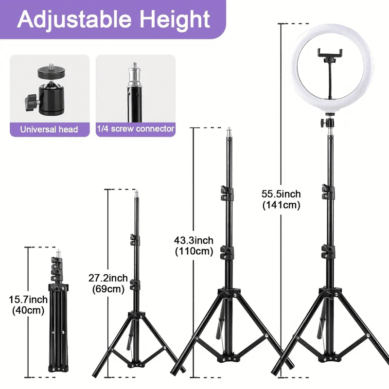 UEGOGO 10" Ring Light with Phone Holder and 43" Adjustable Tripod Stand, LED Selfie Ringlight for Makeup, Video, Live Streaming