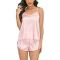 thumbnail image 5 of SAYFUT Womens 2Pcs Satin Silk Sleepwear Soft Sexy Lingerie Nightwear V Neck Pyjamas Set with Adjustable Straps, Plus Size S-2XL, 5 of 8