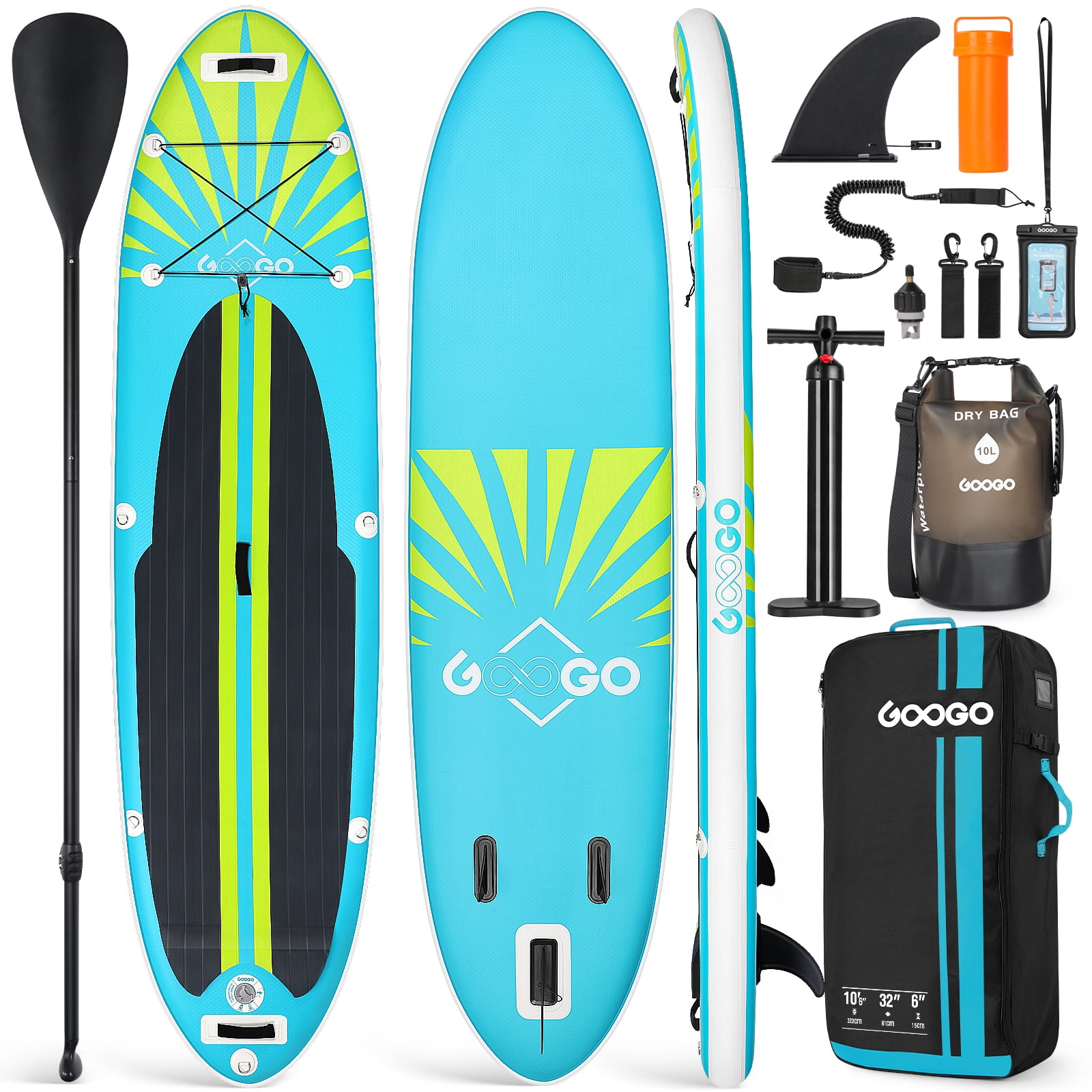 Googo Inflatable Paddle Board, UltraLight Stand Up Paddleboard with