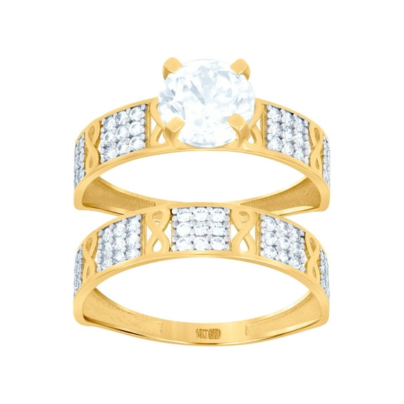 10k Two-tone Gold Womens Cubic Zirconia Duo Bridal Ring Set Ring for Women - 2.8 Grams