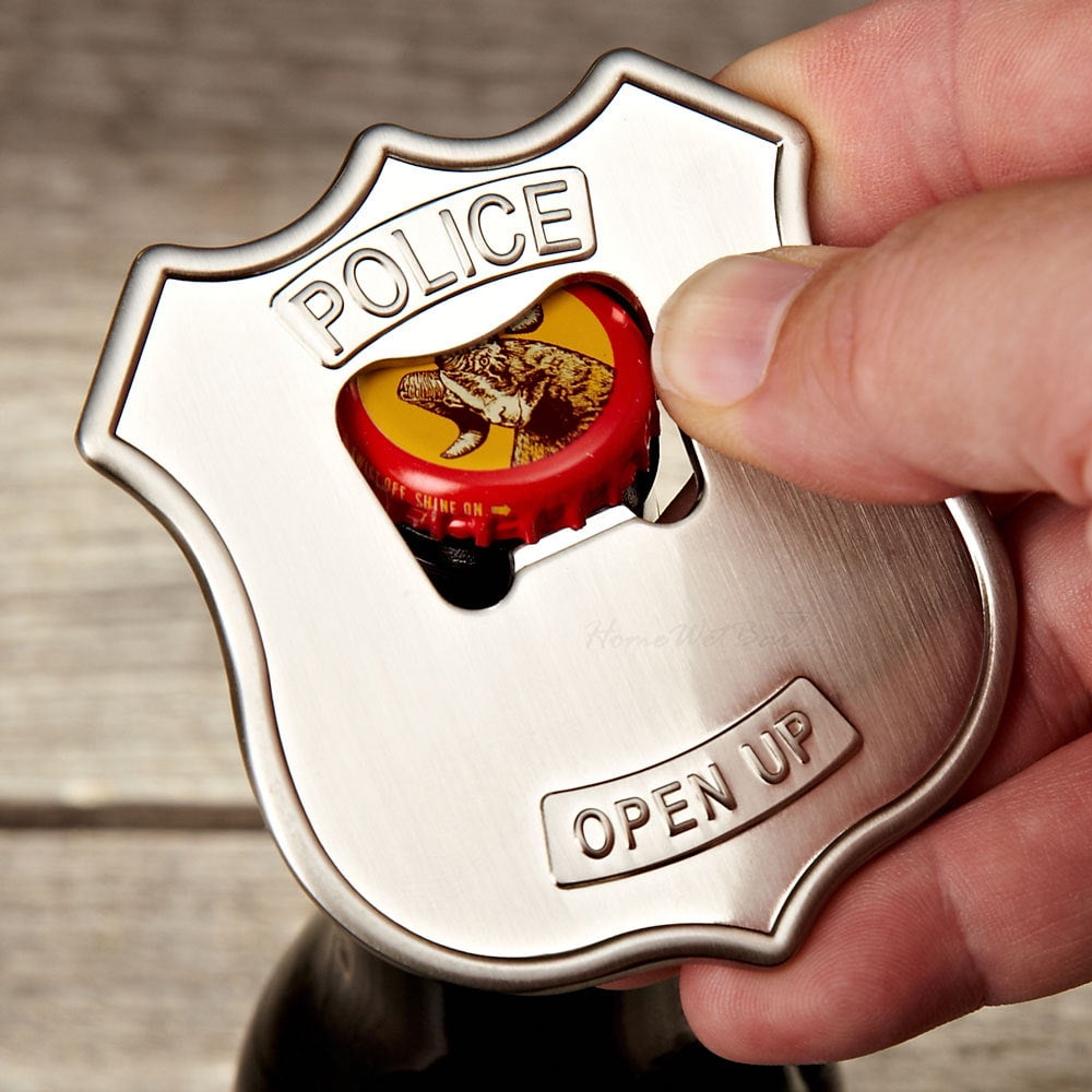 Police Badge Car Keyring Beer Soda Cap Bottle Opener Officer GIft Key Ring Chain 