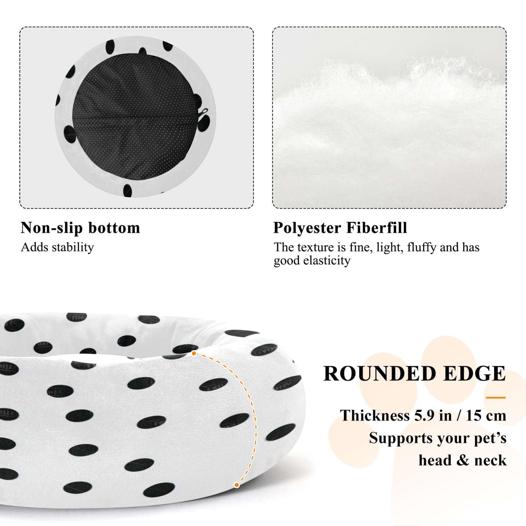 Iauyy Pet Couch Donut Cat Bed for Indoor Cats/Small Dogs Washable & Machine with Non-slip Bottom Calming Cat Furniture, Smoothly Seamless Polka Dots (M)