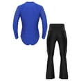 thumbnail image 2 of TiaoBug Mens Latin Tango Rumba Dance Outfit Long Sleeve Shiny Rhinestones Leotard with Flared Pants Royal Blue&Black L, 2 of 7