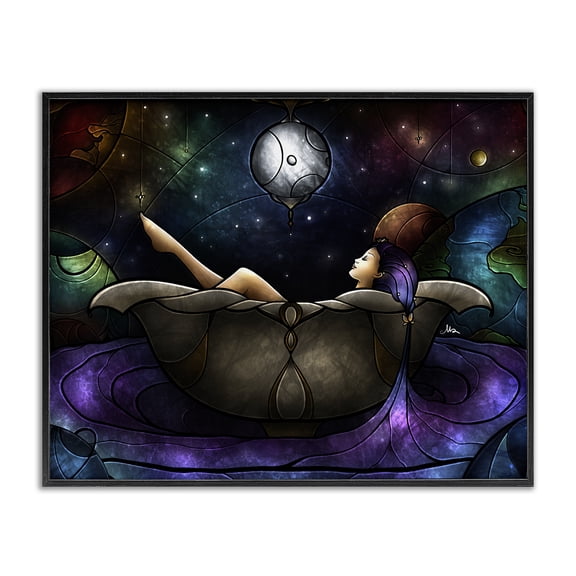Stupell Industries Bohemian Bathing Under Moonlight Black Framed Giclee Art, 14 x 11, by Mandie Manzano
