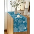 thumbnail image 2 of Blue Ocean Abstract Starfish Table Runner 13x36in Non-Slip Cotton Linen Table Runners, Summer Seaside Coral Shell Dresser Scarves TableRunner for Dinner Kitchen Dining Wedding Party, 2 of 9