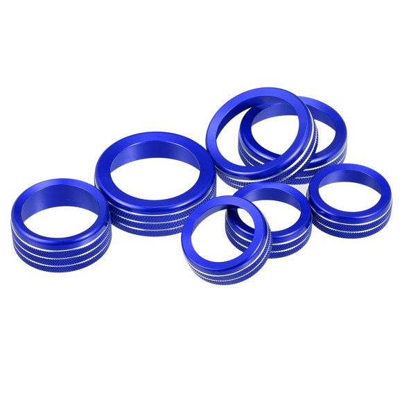 Unique Bargains 7pcs Blue Aluminum Alloy Car AC Climate Control Ring Knob Ring Trim Cover for Ford F-150 2021 2022 Switch Button Decor