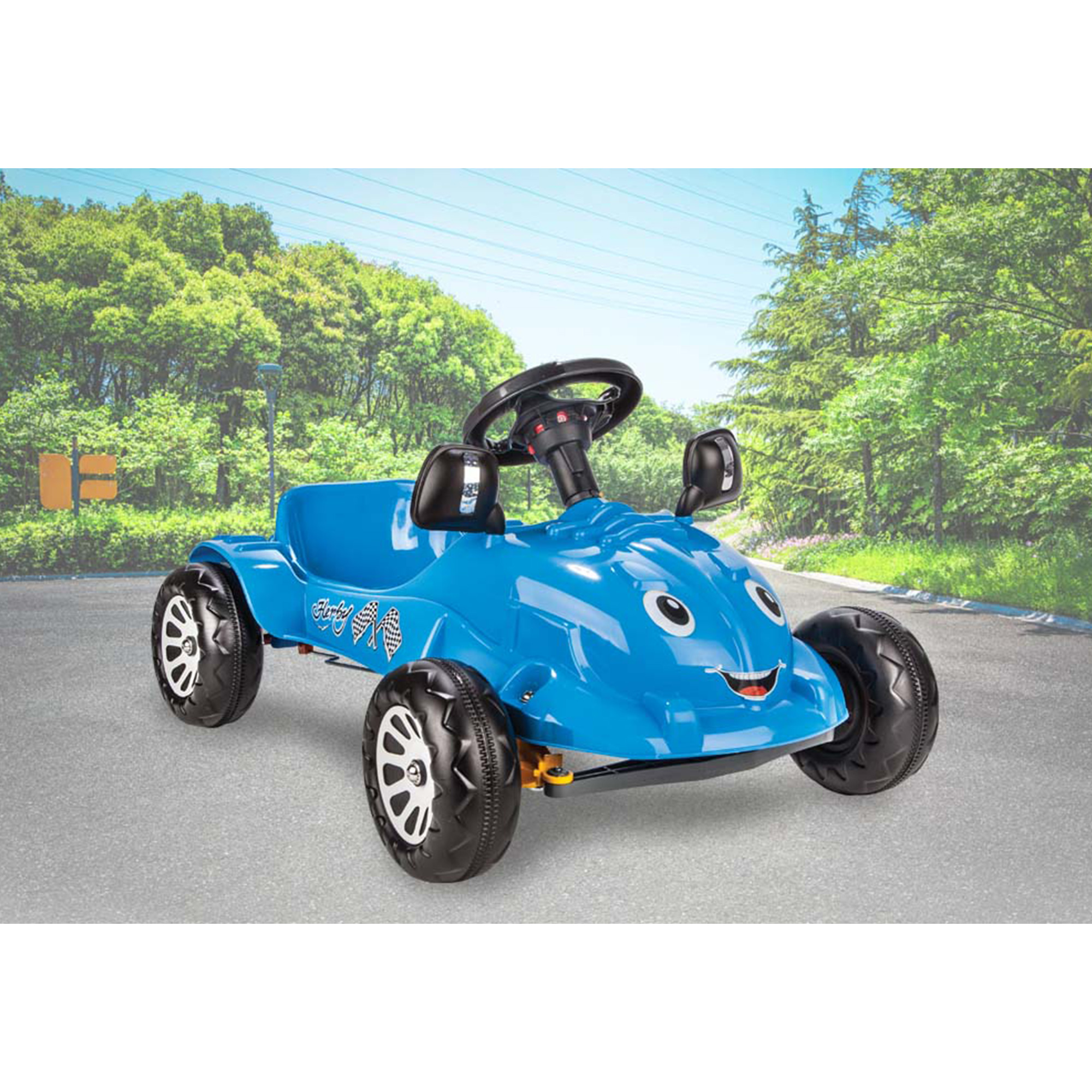 Pilsan Herby Pedal Car w/ Moving Mirrors and Horn for Ages 3 & Up, Blue - image 5 of 5