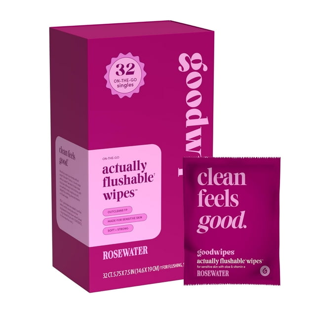 Toallitas húmedas desechables Goodwipes Rosewater 32 unidades para viaje