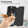 thumbnail image 6 of Compatible with iPhone 12 Wallet Case with RFID Blocking Card Holder Fashion PU Leather Contractible Wrist Kickstand Shockproof Anti-fall Flip Phone Case Cover For iPhone 12,Black, 6 of 10