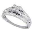 thumbnail image 2 of Quad Princess Diamond Wedding Bridal Set 10K White Gold Engagement Ring 0.47 Ct, 2 of 5