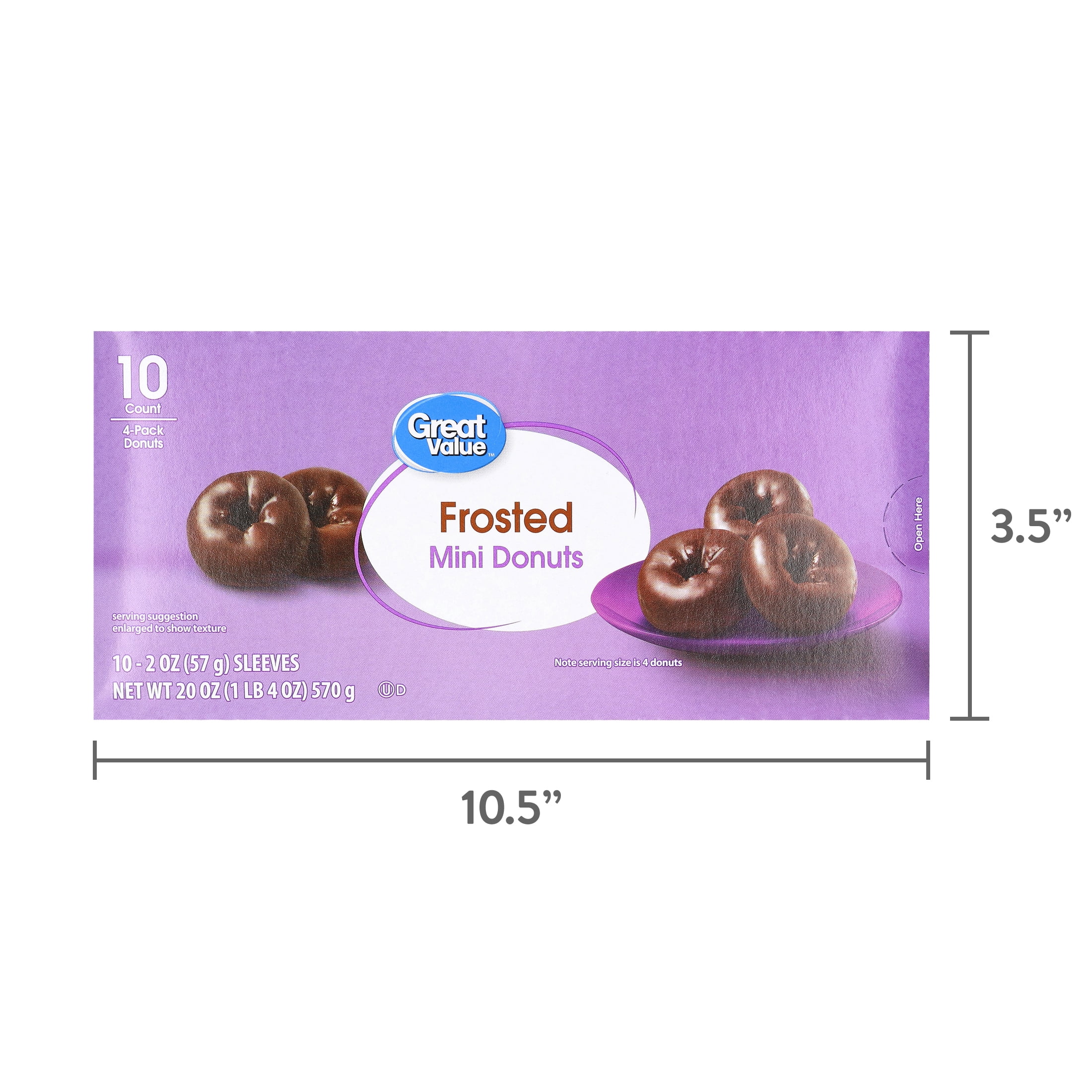 Great Value Frosted Mini Donuts, 2 oz, 10 Count