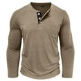 thumbnail image 6 of ZCFZJW Mens Athletic Henley Shirts Casual Lightweight Long Sleeve Button Crewneck Pullover Tops with Pocket Regular Fit Cotton Workout Tees Shirt Khaki M, 6 of 10