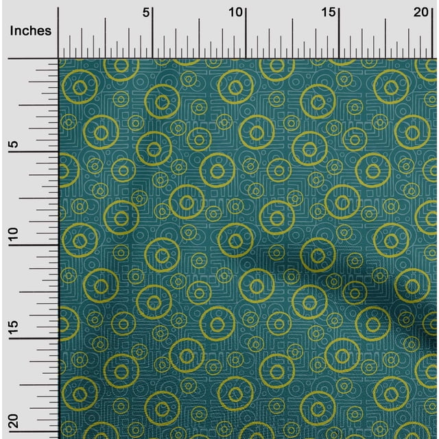 oneOone Cotton Poplin Fabric Geometric & Circle Block Print Fabric By The Yard 56 Inch Wide