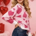 thumbnail image 4 of Suéter de Manga Larga de la Mujer Imprimir el Corazón Cuello Redondo de Punto Suéter, Sudadera Casual con Capucha Europea para el Otoño, 4 of 7