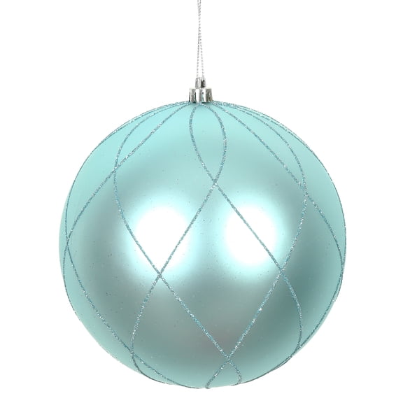 Vickerman 6" Baby Blue Matte and Glitter Swirl Ball Ornament, 3 per Box