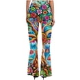 thumbnail image 7 of JURANMO Flare Pants for Women, Boho Hippie Pants Cute Floral Print Teen Girls Legging Yoga Pants Comfty High Waist Bell Bottom Pants Big Deal Days Green XL, 7 of 7