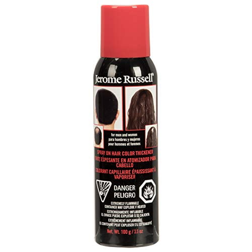 Jerome Russell Spray-on Color Medium Brown Hair Thickener, For Fine and Thinning Hair, Conceals Bald Spots, Grey Hair, Hides Root Re-growth, and Cover Hair Extension Tracks, Works for Men and Wom