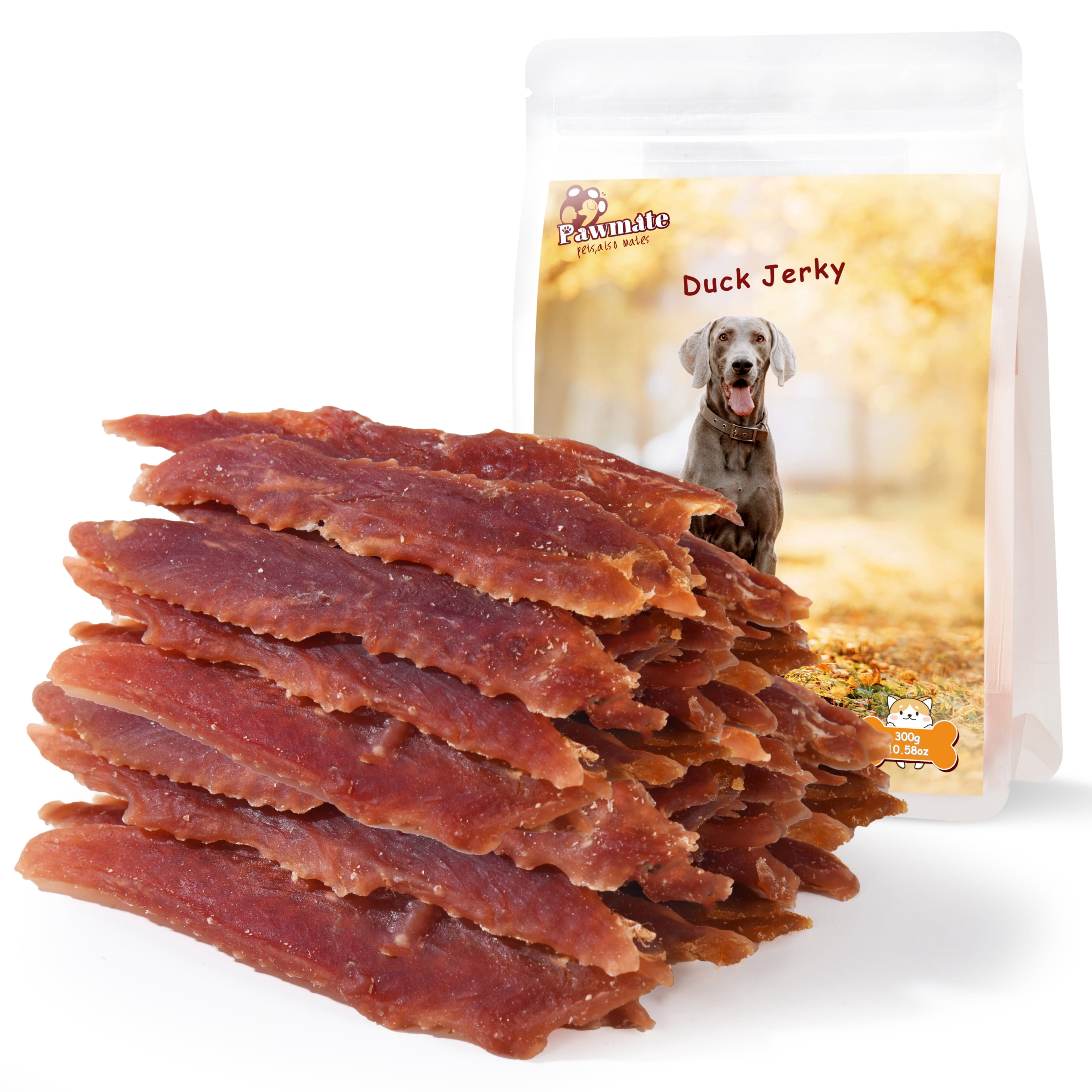 (2 pack) Pawmate Duck Jerky Dog Treats, High Protein Pure Duck Meat for Small Medium Large Dog, 11 oz