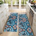 thumbnail image 4 of Kitchen Rugs Sets Of 2,Blue Ethnic Paisley Pattern Anti Fatigue Kitchen Mat Rugs Non Slip Washable,Decorative Kitchen Floor Mats for Kitchen,Sink,Laundry,17"X47", 4 of 5
