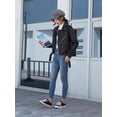 thumbnail image 3 of Spring and Autumn Women's Short American Retro Pu Motorcycle Leather Slim Jacket black XXL, 3 of 4