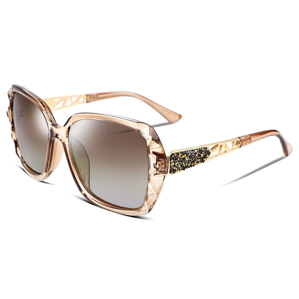 Gafas de sol FEISEDY polarizadas para mujer con montura cuadrada brillante B2289