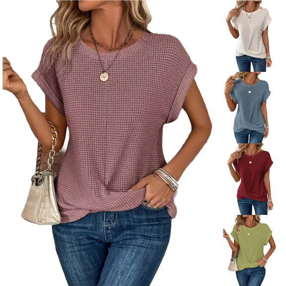 Lumosvexa Womens Plain T-Shirt for Women Casual Short Sleeved Shirt Tops Relaxed Crew Neck T Shirt White Size L