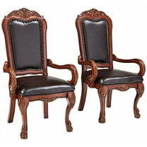 ACME Dresden Arm Chair (Set-2), PU & Cherry Oak-Color:PU & Cherry Oak,Quantity:2,Style:Vintage/Traditional/Victorian