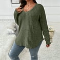 thumbnail image 4 of Towmus Womens Sweaters, Long Sleeve V Neck Lightweight Plus Size Pullover Tops Fall Blouse Army Green Size 5XL, 4 of 6