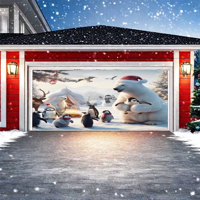 Xihbxyly Ofertas Del Prime Day Decoración Navideña para Puerta de Garaje, Cubierta Navideña para Puerta de Garaje, Mural Grande de Feliz Navidad para Puerta de Garaje, Cartel Navideño Colgante para F