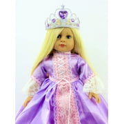Pink and Purple Princess Gown with Crown -Compatible with 18 American Girl Dolls, Madame Alexander, Our Generation, etc. | 18 Inch Doll Clothes