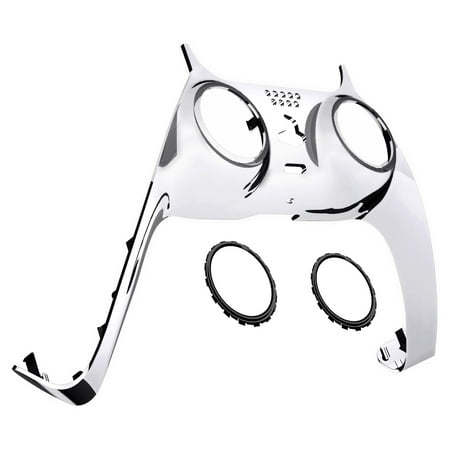 eXtremeRate Chrome Silver Glossy Decorative Trim Shell Compatible with ps5 Controller, DIY Replacement Clip Shell, Custom Plates Cover Compatible with ps5 Controller with Accent Rings